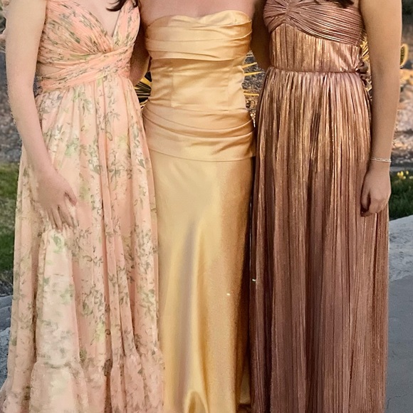 Glamorous Strapless Satin Dress in Gold - Picture 4 of 4